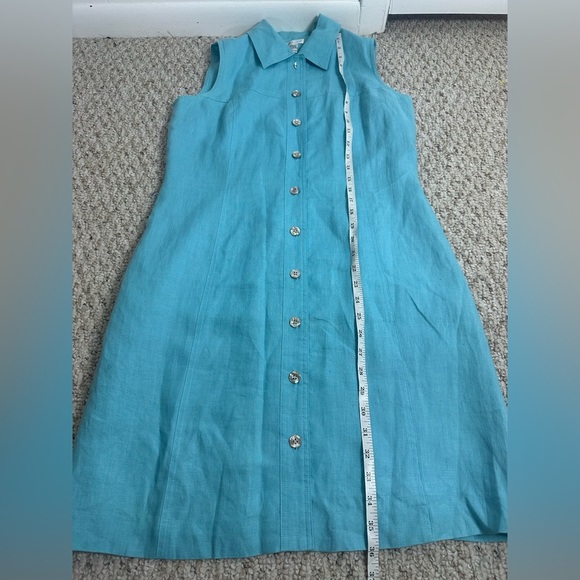 Talbots Turquoise Sleeveless Midi Irish Linen Dress size 8 - Picture 5 of 8